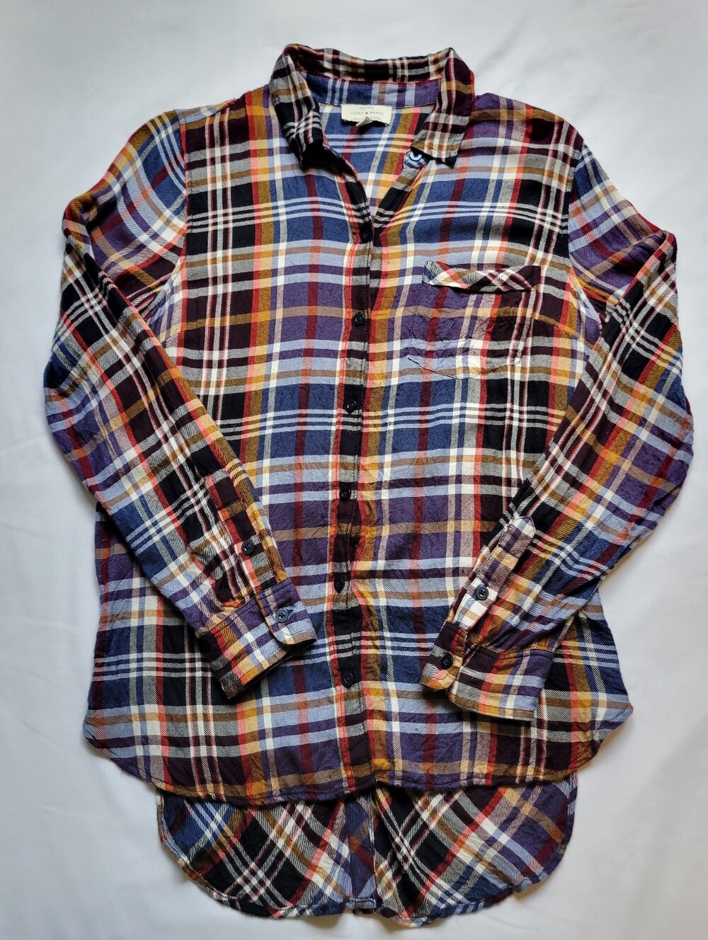 Lucky Brand Plaid Button Up Womens Small Lightweight